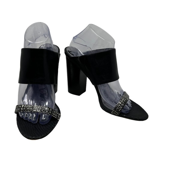 Sam Edelman Womens Shoes 10 US 41.5 EU Yoselin Slip On Heeled Sandals Black - Picture 1 of 8